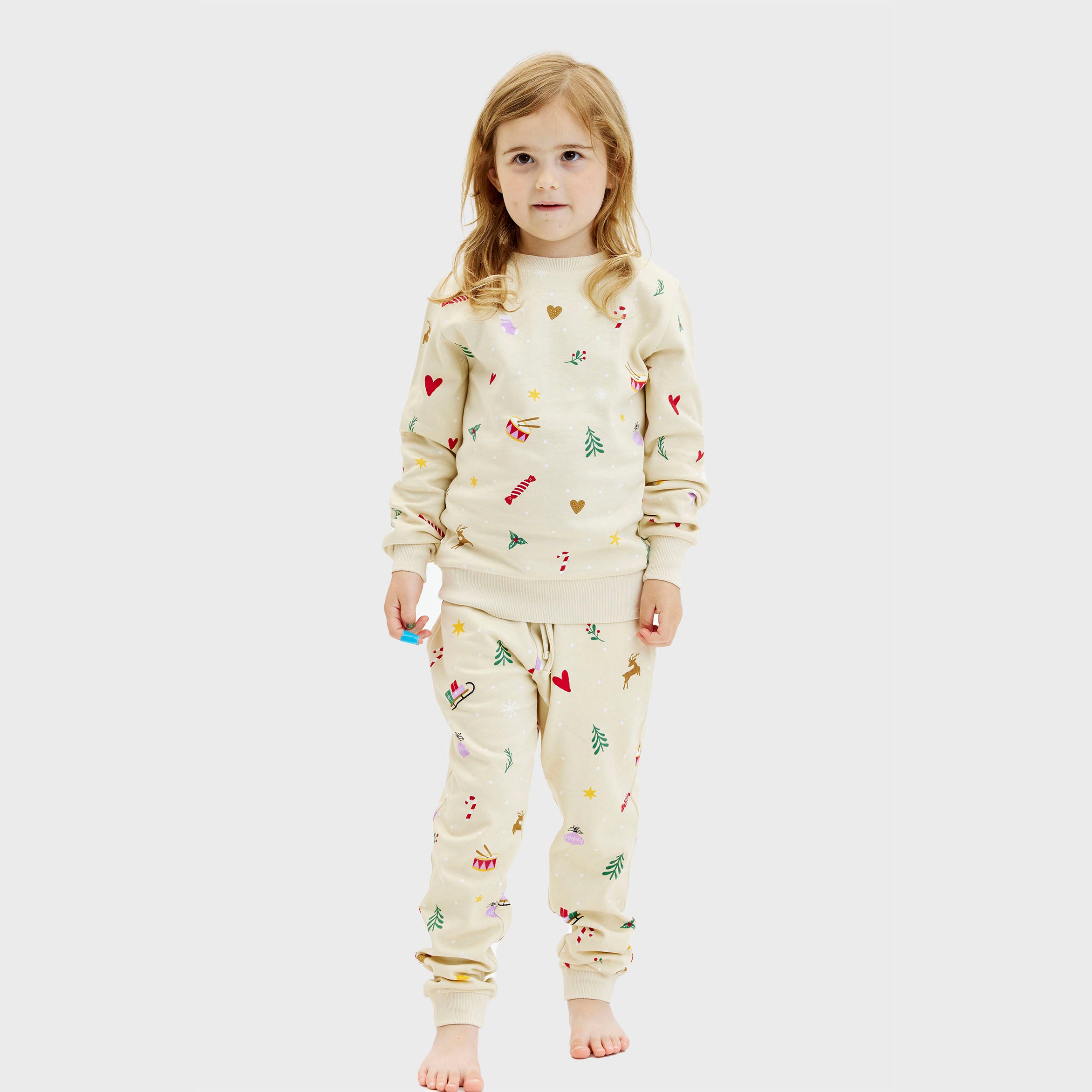 Kerst sweatset beige - Kinderen.